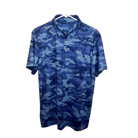 UPSAINT Polo Golf Shirt Saving Private Ryan Blue CAMO MEDIUM M $74 UPF 50 - Picture 5 of 9